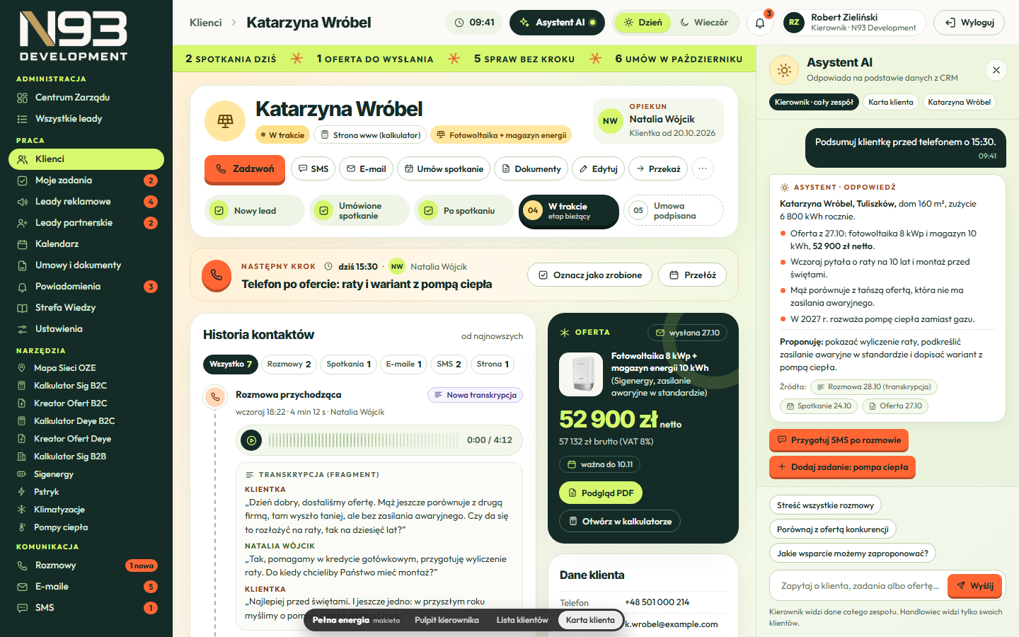 Karta klienta w propozycji Pełna energia
